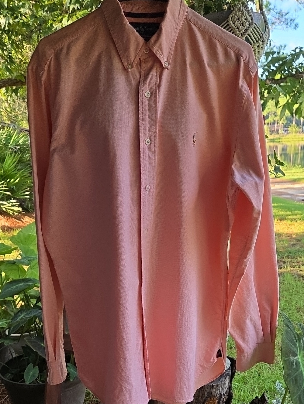 Ralph Lauren Classic Fit Orange Cotton Button-down Collar Long Sleeve Shirt